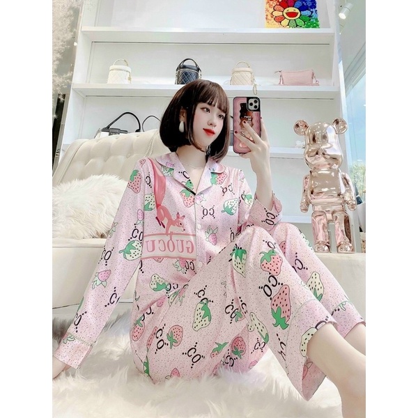 Đồ Bộ Mặc Nhà Pijama Nữ Dài Tay Cao Cấp - Đồ Ngủ Lụa Quảng Châu