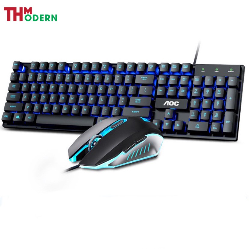 Bàn Phím Kèm Chuột Giả Cơ Có Dây Gaming Tích Hợp Đèn Led, Ánh Sáng Rực Rỡ Dùng Cho Laptop Và PC