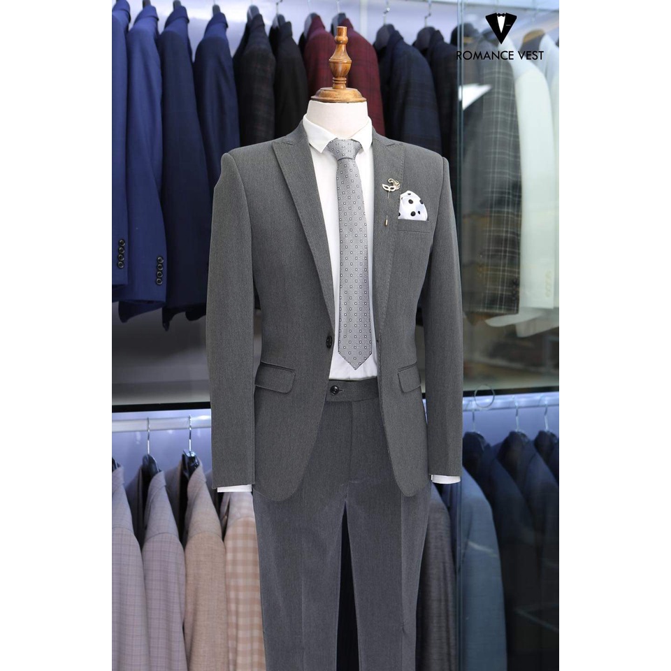 Vest nam Màu xám dáng 1 cúc, áo khoác Hàn Quốc Blazer-Shop Suit