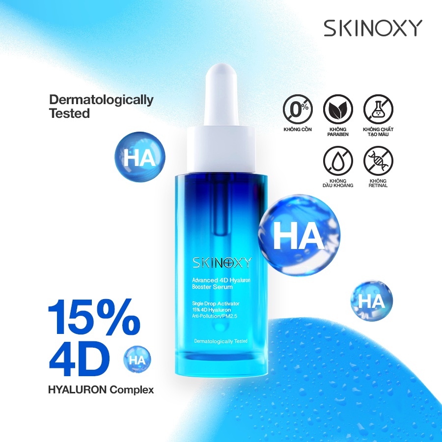 TINH CHẤT DƯỠNG ẨM GIÚP DA TRÔNG CĂNG MỊN SKINOXY ADVANCED 4D HYALURON BOOSTER SERUM - 9ML