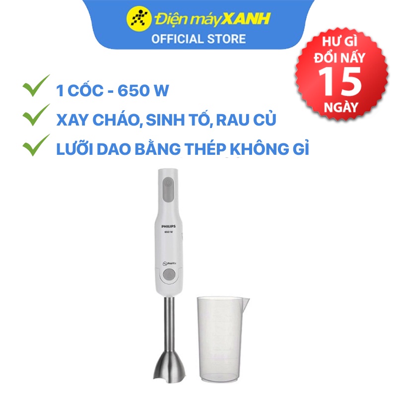 Máy xay sinh tố cầm tay Philips HR2534 0.5 lít 650W xay cháo, sinh tố, rau củ - Chính hãng BH 24 tháng