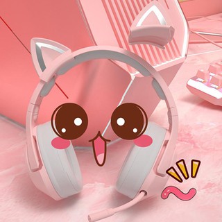 [Thiết bị gia dụng] Tai nghe chơi game âm thanh nổi có Mic cho điện thoại di động PC, Tai nghe tai, Tai nghe văn phòng trên tai nhẹ, Hồng
