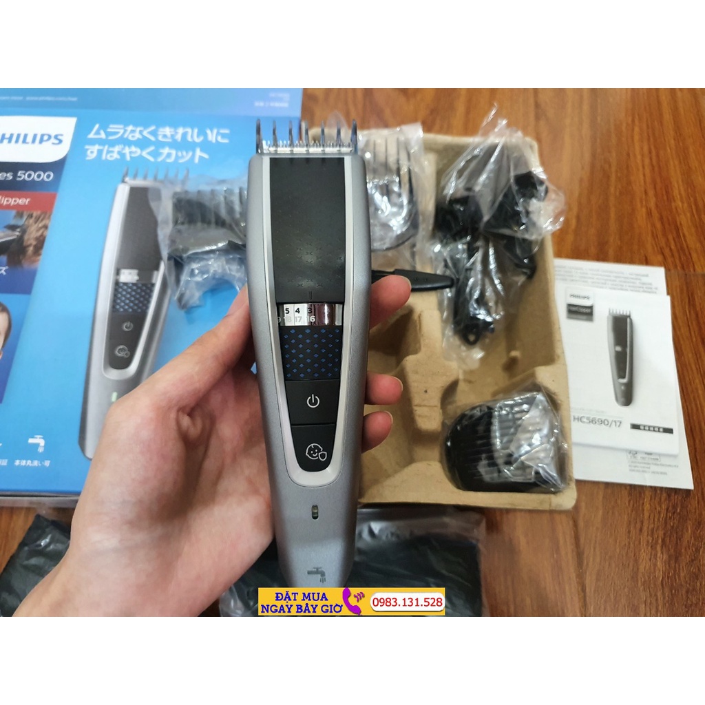 Tông đơ cắt tóc Philip HC5690/17 Nhật Bản Lưỡi tự mài sắc - bảo hành 2 năm toàn cầu