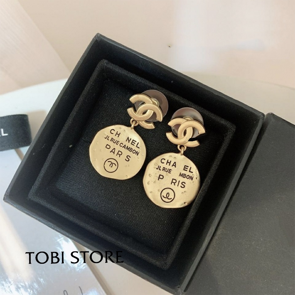 Bông tai nữ thương hiệu CC Cha.nel Pa.ris mạ vàng cổ điển TB456 TOBI STORE