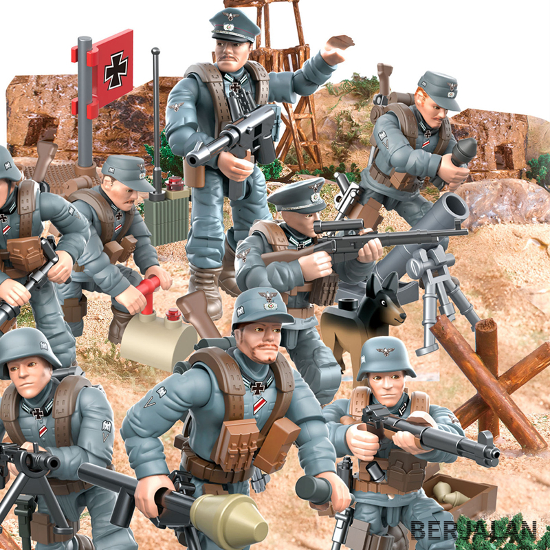 【Toy】 WW2 Quân Binh Lính Quân Đức Liên Xô Hình Vũ Khí Mô Hình Khối Xây Dựng Đồ Chơi Chiến Tranh Thế Giới 2 Đội Bộ Xe Xe Máy BT14