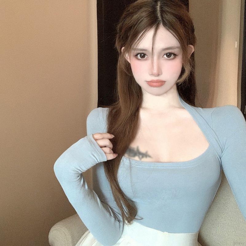 Áo kiểu tay dài cổ vuông màu sắc thanh lịch thời trang dành cho nữ