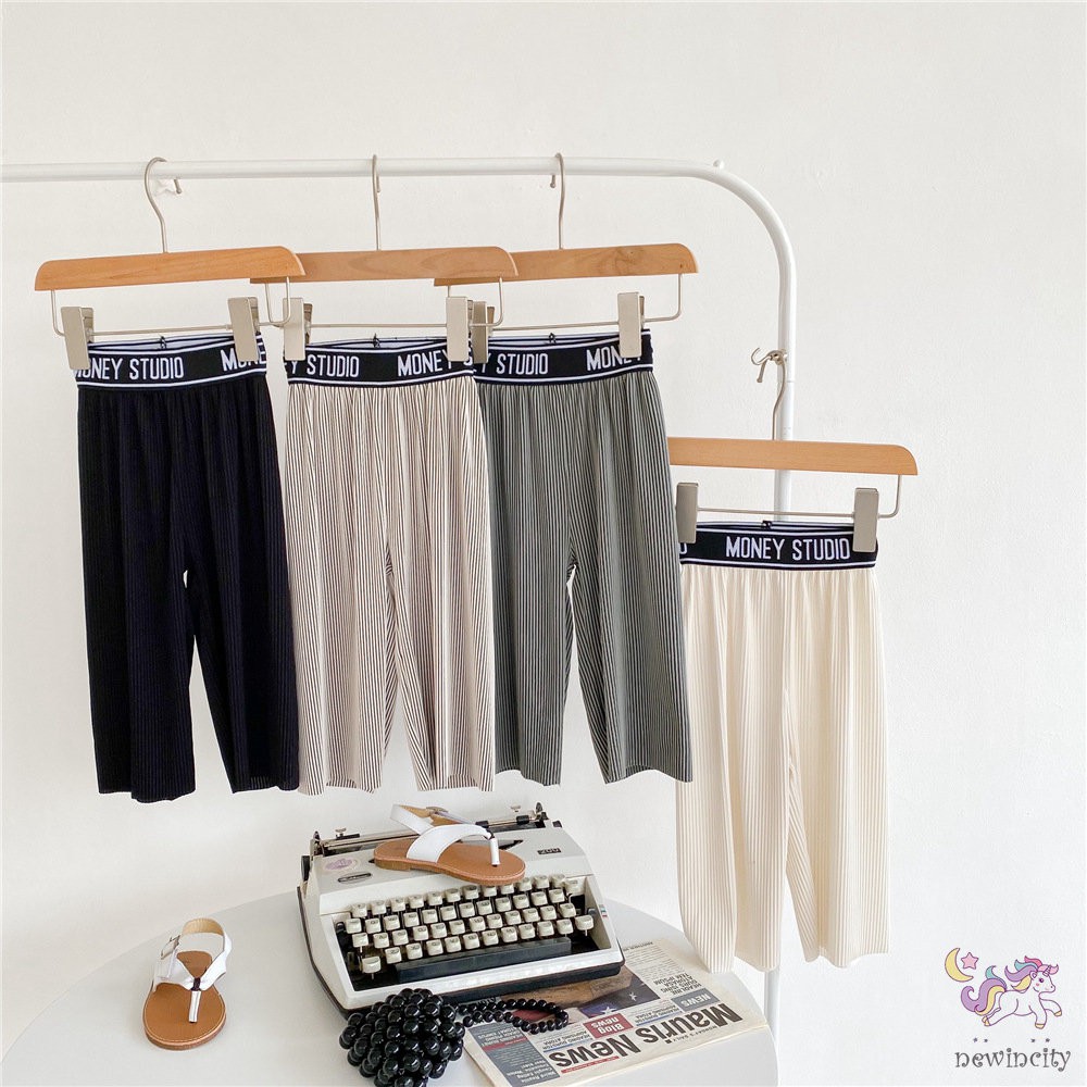 Quần dài ống rộng in chữ phong cách Hàn Quốc thời trang cho bé gái