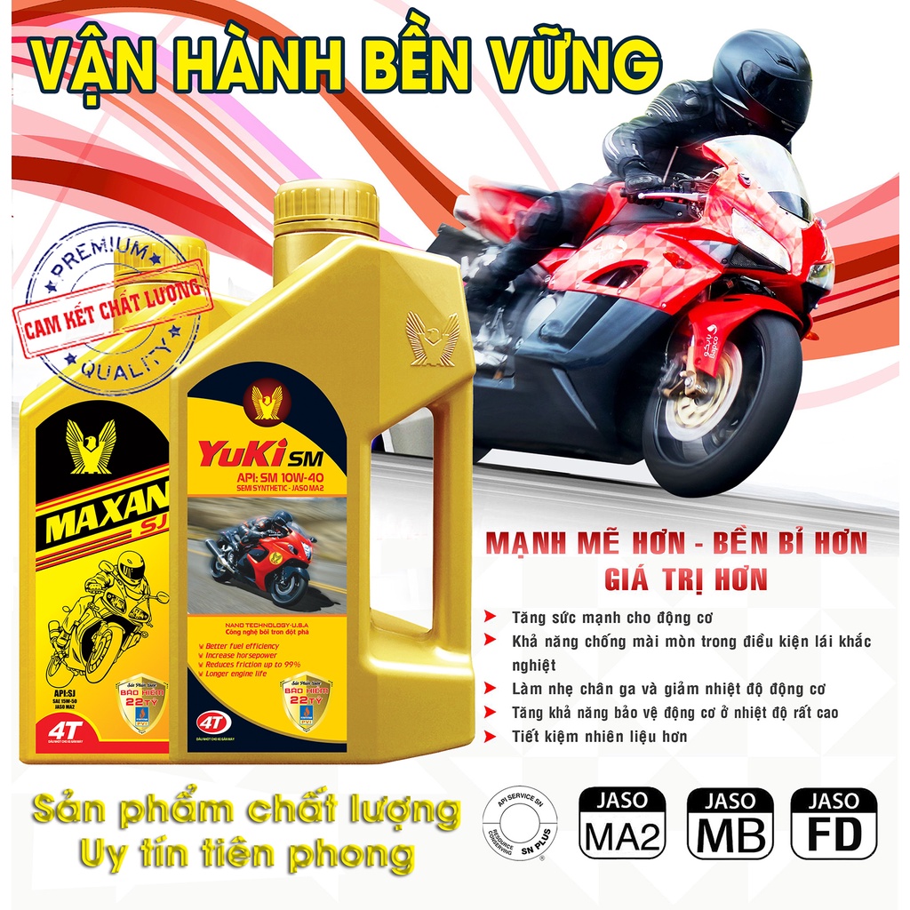 Nhớt Xe Máy Yuki SM 946ml. Công Nghệ Bôi Trơn Kép, Tiết Kiệm Xăng, Vận Hành Nhẹ Nhàng, Mát Máy Eco.