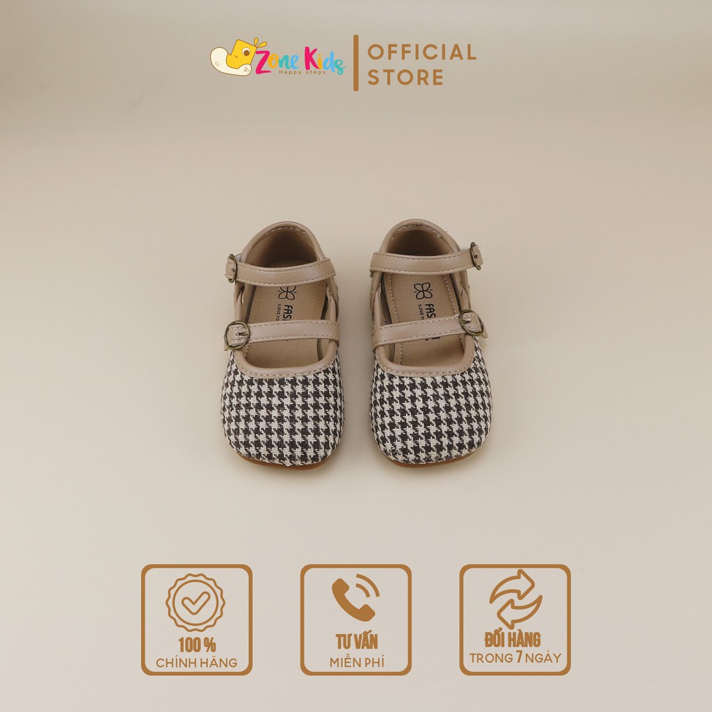 Giày búp bê họa tiết kẻ phối 2 quai cho bé Zonekids - A95