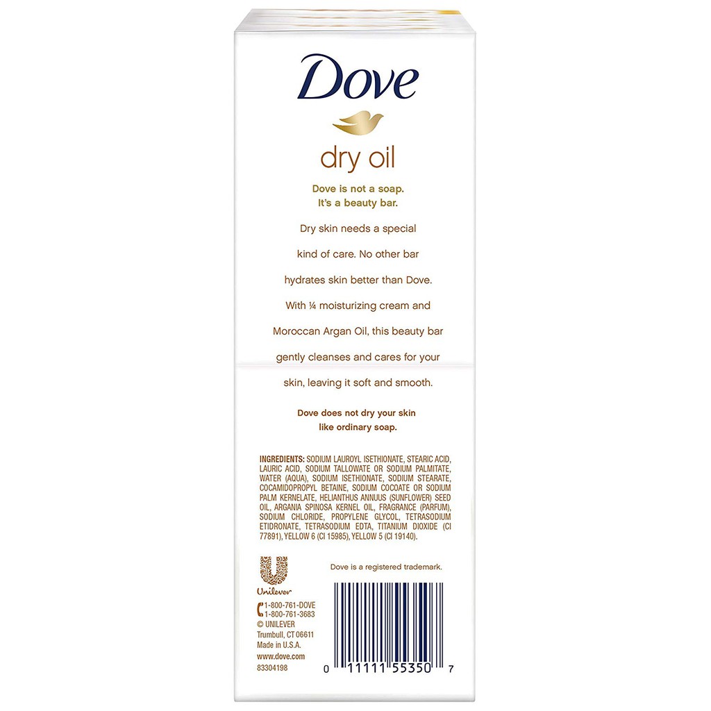 Bộ 6 cục xà bông Dove Beauty Bar Dry Oil 113gx6 (Mỹ)