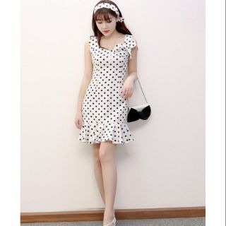 Đầm suông đuôi cá chấm bi QC