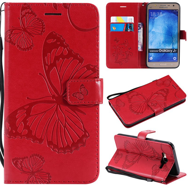 Bao da điện thoại dập nổi cánh bướm cho Samsung J7/J7 Prime | BigBuy360 - bigbuy360.vn