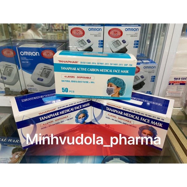 Khẩu trang y tế Tanaphar (3 màu: xanh, trắng, xám)
