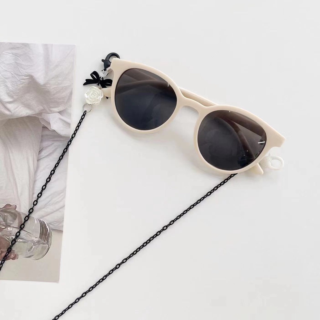 Dây Đeo Mắt Kính Bằng Acrylic Họa Tiết Hoạt Hình Trắng Đen Phong Cách Hàn Quốc