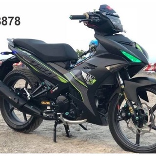 Tem rời ex 150 y15zr xanh dán xe đen nhám