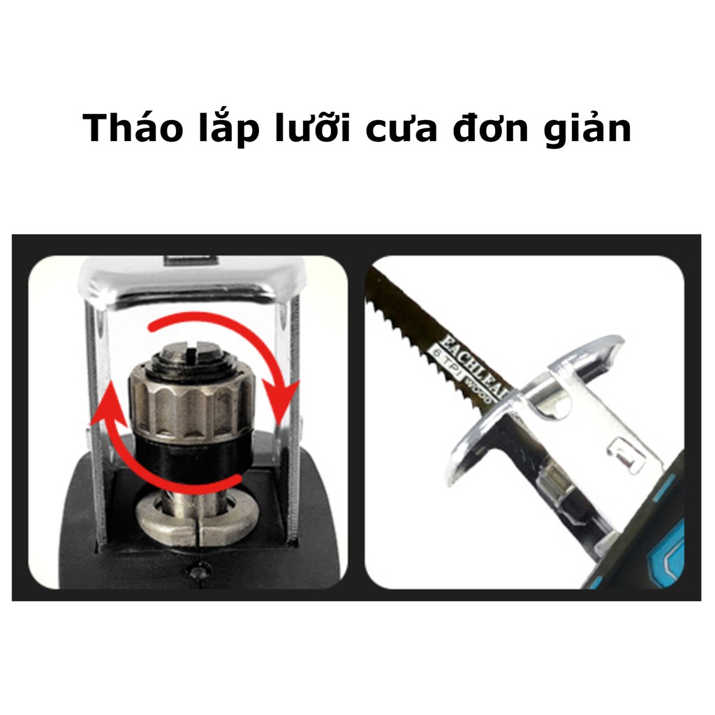 Máy cưa kiếm dùng pin cắt cây, cắt ống nhựa, cắt sắt