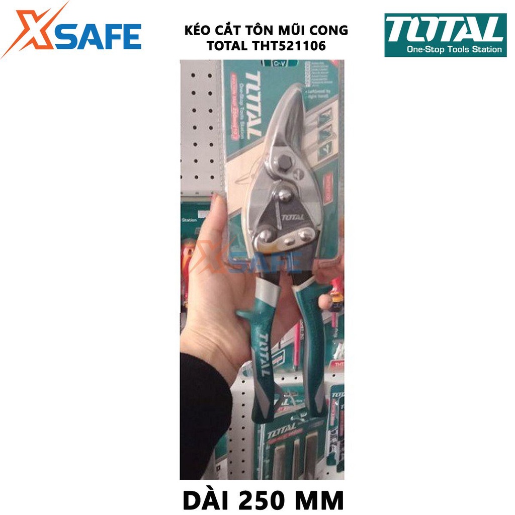 Kéo cắt tôn mũi cong trái TOTAL THT521106 Kéo cắt tole mũi cong chiều dài 250mm(10'') thép carbon không gỉ - XSAFE