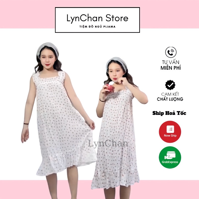[HOT] Váy Ngủ Nữ Hai Dây Chất Đũi Lạnh Siêu Mát Mùa Hè Free Size &lt;65kg