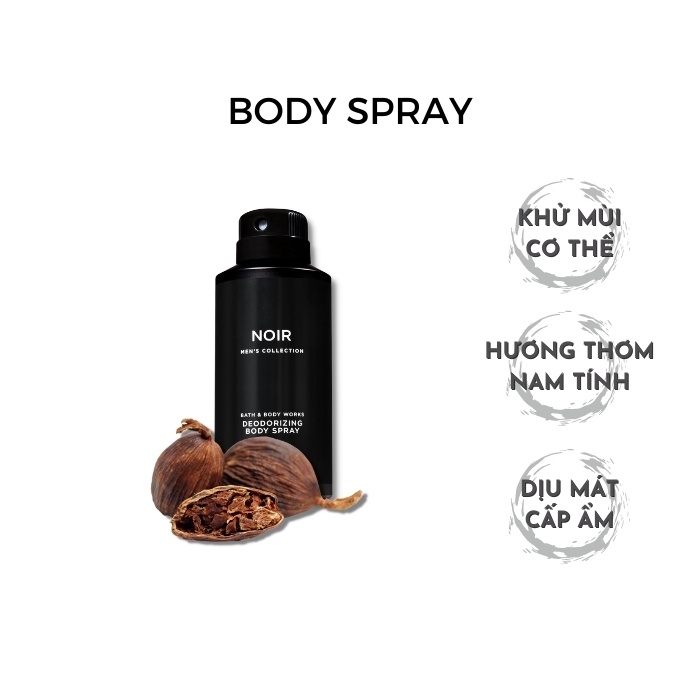 Bộ sản phẩm Sữa tắm gội Xịt thơm toàn thân hương nước hoa cho nam Bath and Body Works – NOIR