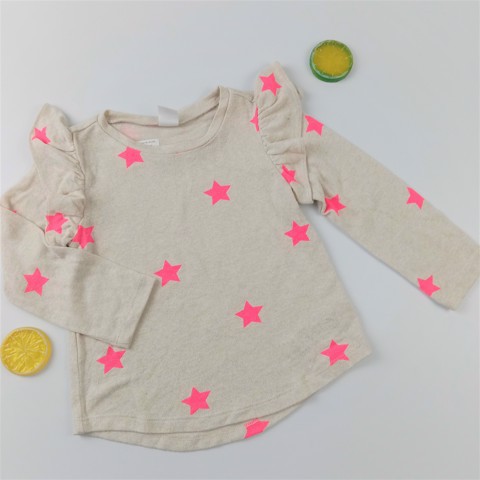Áo len Baby Gap tay dài phối bèo vai bé gái - Sao hồng
