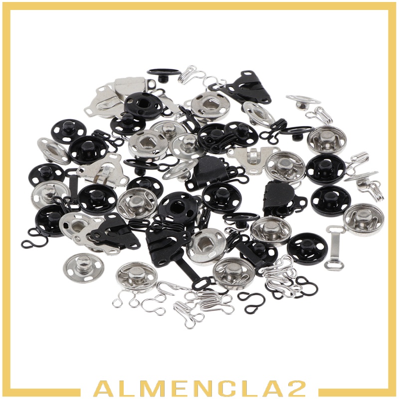 [ALMENCLA2] 50 Sets Sew-on Hook and Eye Fasteners Closure Press Snap Buttons DIY Sewing