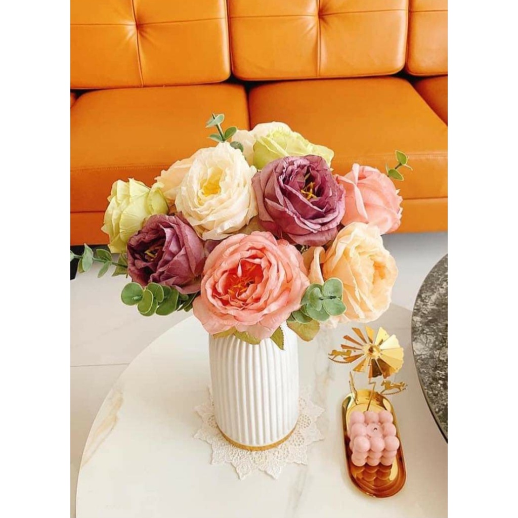 Hoa giả - Hoa hồng gió bông to 12cm trang trí nhà siêu đẹp - Han decor - Flower & Gift