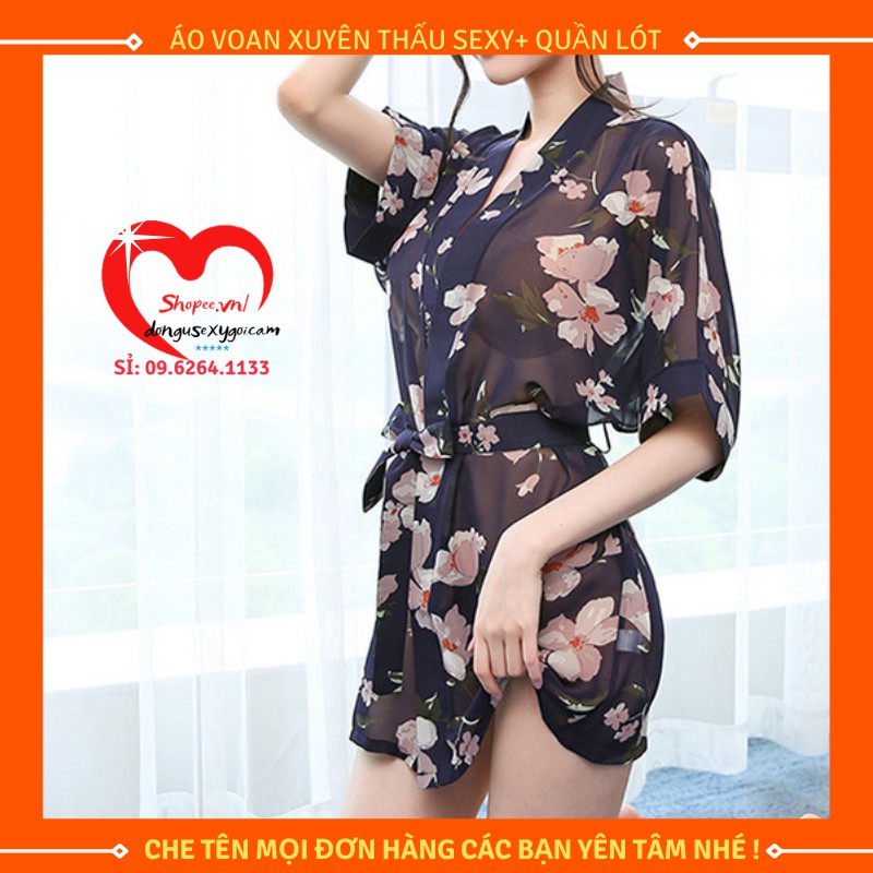 Đầm Ngủ Gợi Cảm |Váy Ngủ Sexy | Áo Choàng Ngủ |Kimono Chiffon Voan Hoa Mềm Mại Free Size Dưới 60Kg