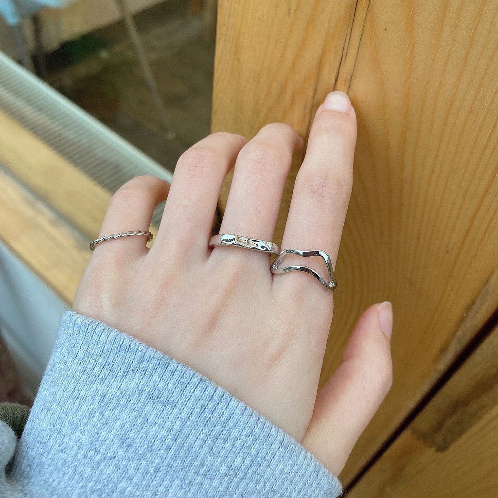 Nhẫn Xoắn Hình Học Phong Cách Hàn Quốc Sang Trọng Cá Tính