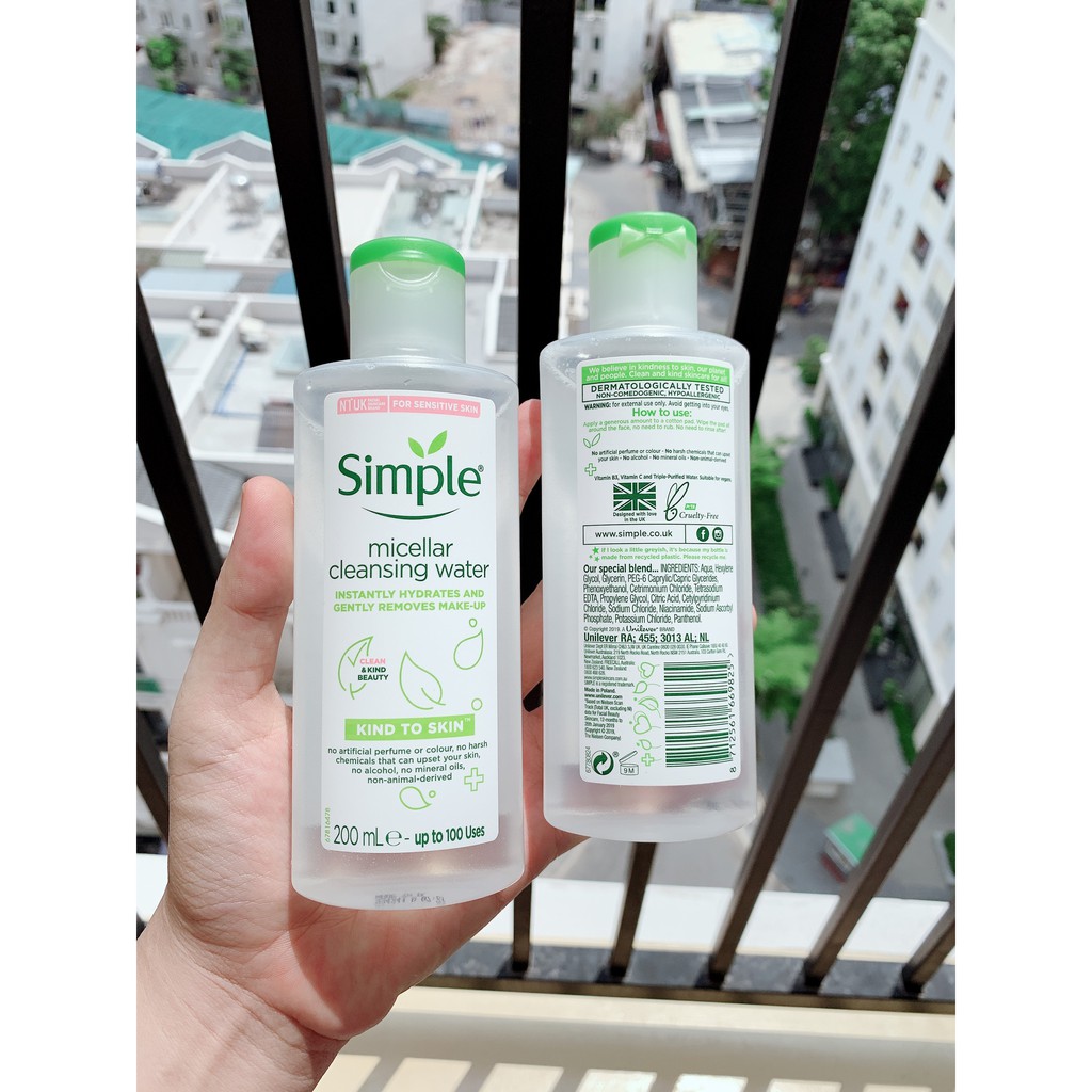 (Combo 3 món Simple ) Sữa rửa mặt gel + Nước hoa hồng + Nước tẩy trang