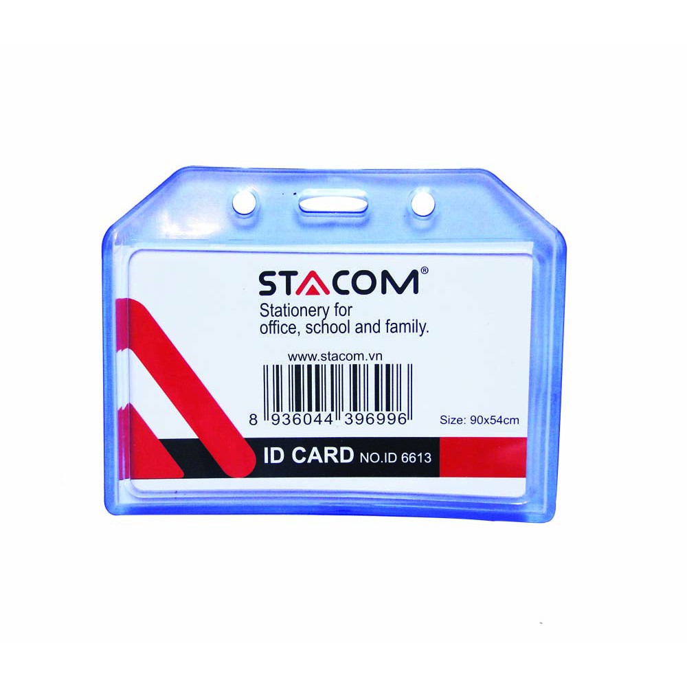 Bao đựng thẻ học sinh, thẻ đeo bảng tên nhựa trong ngang/ dọc Stacom loại dày kt: 54*90 mm