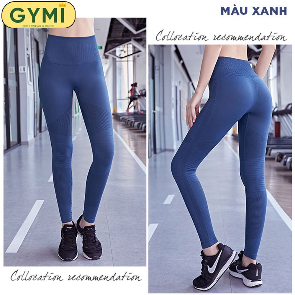 Quần tập gym yoga nữ GYMI QD02 dáng dài legging thể thao lưng cao nâng mông chất vải dệt cao cấp