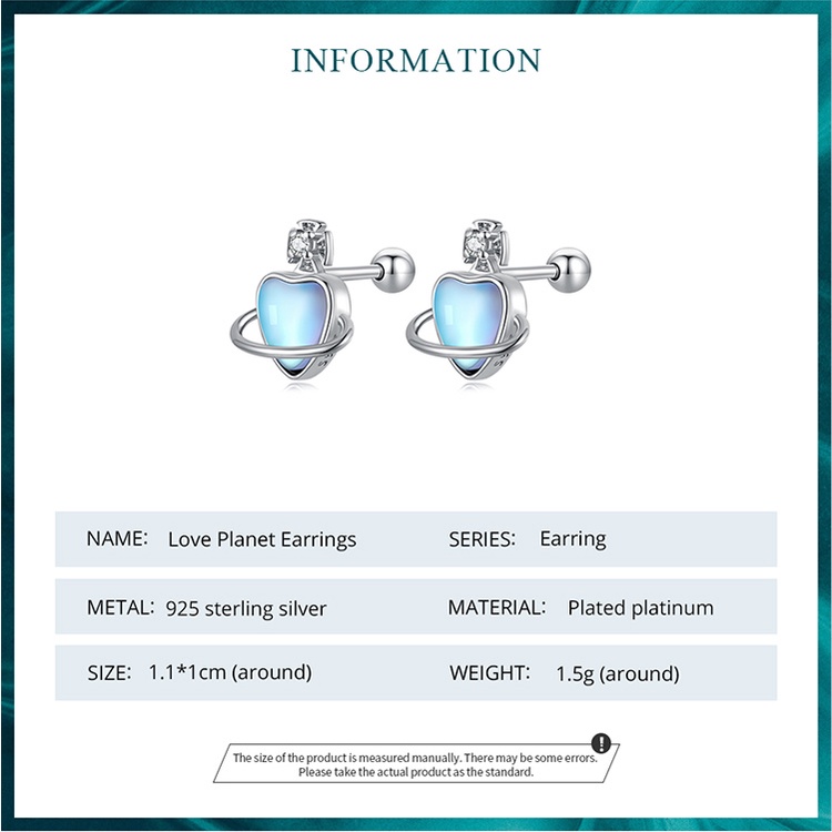 Hoa tai Bamoer bằng bạc 925 hình trái tim thanh lịch