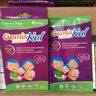 Miếng dán hạ sốt Gomix Kul Cool Patch Delap 3 Gói X 2 Miếng, hạ sốt nhanh, an toàn cho trẻ sơ sinh và trẻ nhỏ