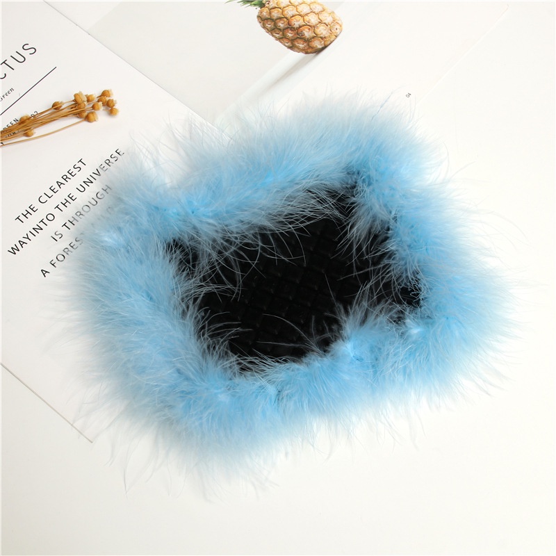 Thảm Lông Đà Điểu Màu Trắng Chống Trượt Có Ngăn Đựng Nước Hoa Trang Trí Nội Thất Xe Hơi