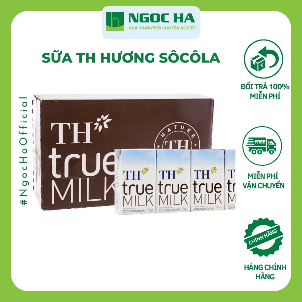 Thùng 48 Hộp Sữa Tươi Tiệt Trùng Sô Cô La TH True Milk (110ml/Hộp)