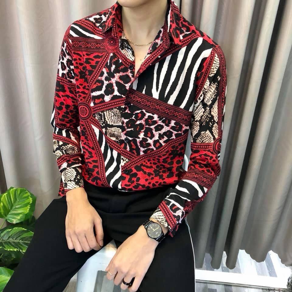 Áo sơ mi nam họa tiết báo