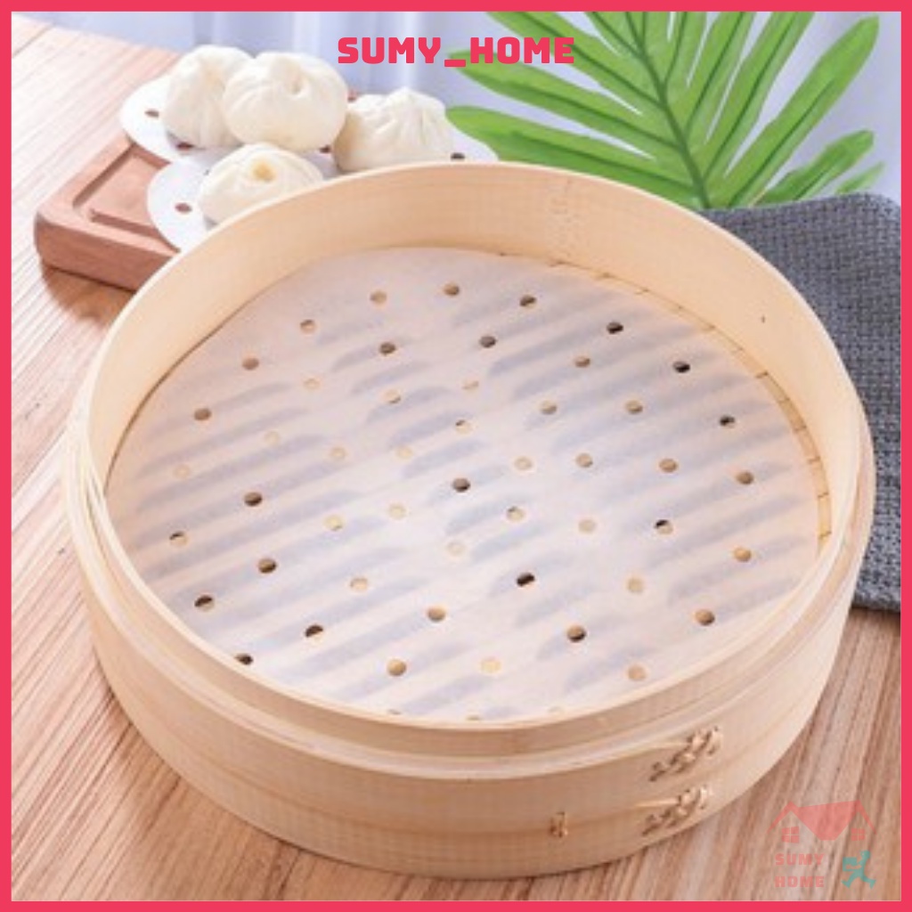 Giấy nến đục lỗ kích thước 23cm lót chống dính nồi chiên không dầu xửng hấp bánh bao loại tròn túi 50 set 100 SUMYHOME