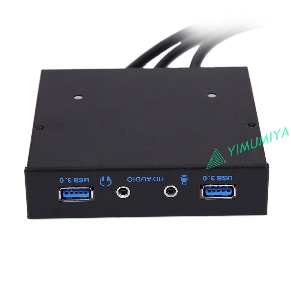 YI 3.5" 20Pin to 2 USB 3.0 Port HUB + HD Audio PC Floppy Expansion Front Panel