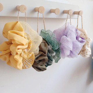 SCRUNCHIES (Chun - Nơ buộc tóc vải) siêu xinh nhiều màu vintage retro