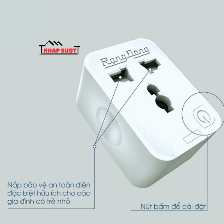 Ổ cắm thông minh Rạng Đông 16A điều khiển qua wifi bằng điện thoại, đặt lịch, hẹn giờ - OC.01.WF