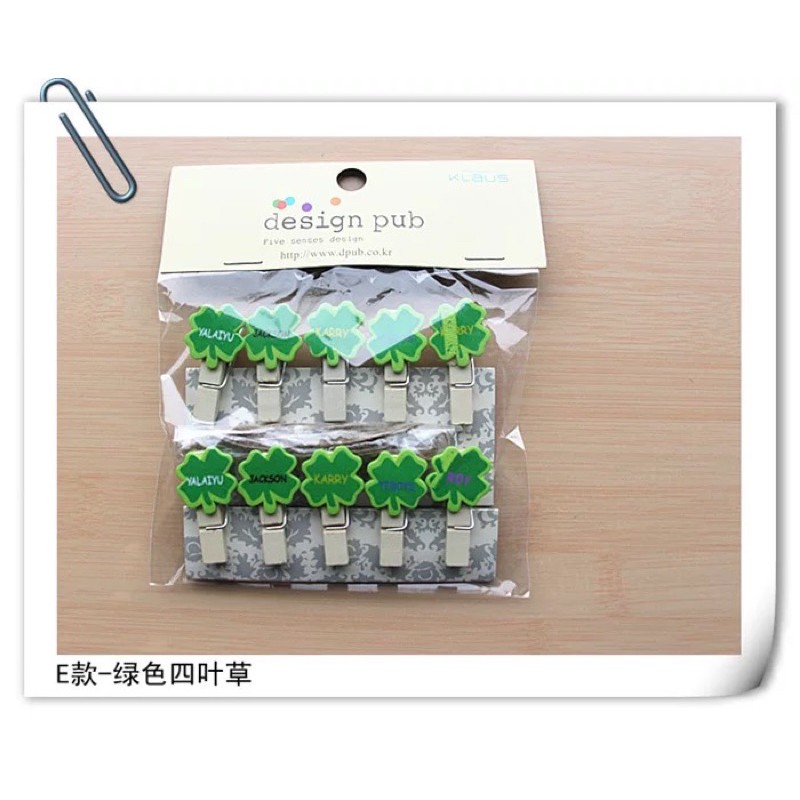 Set 10 kẹp ảnh gỗ clip mini trang trí treo ảnh kèm 2m dây thừng nhiều mẫu hoạt hình