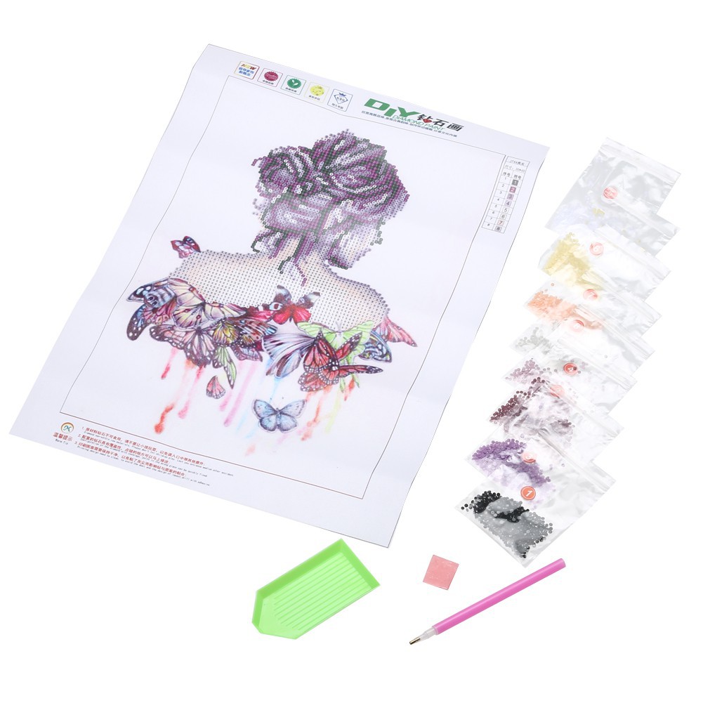 Bộ làm tranh đính đá cô gái & bướm hiệu ứng 5D độc đáo dùng trang trí nội thất | BigBuy360 - bigbuy360.vn