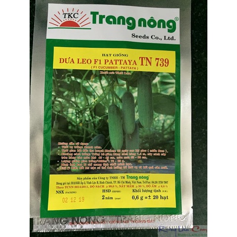 Hạt giống dưa leo F1 Pattaya TN 739 Trang Nông Gói 20 Hạt