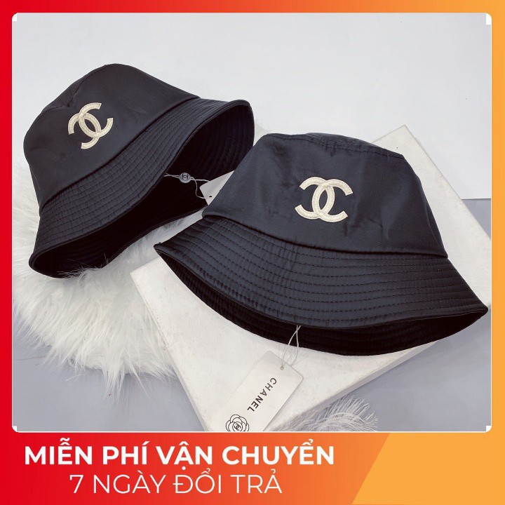 💥NEW💥Mũ Bucket Chanel thêu logo nổi, chất liệu vải gió cao cấp, màu đen, hàng super full tag code