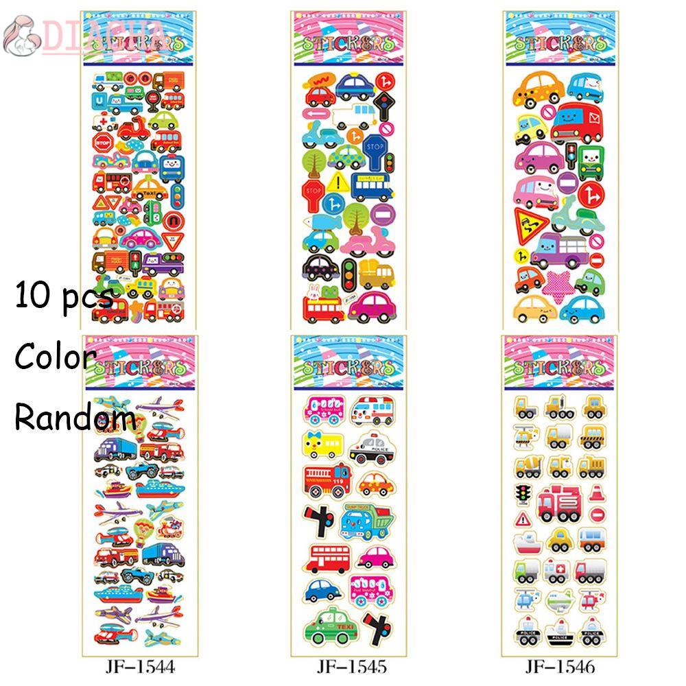 Bộ 10 tấm hình dán 3D hình phương tiện giao thông