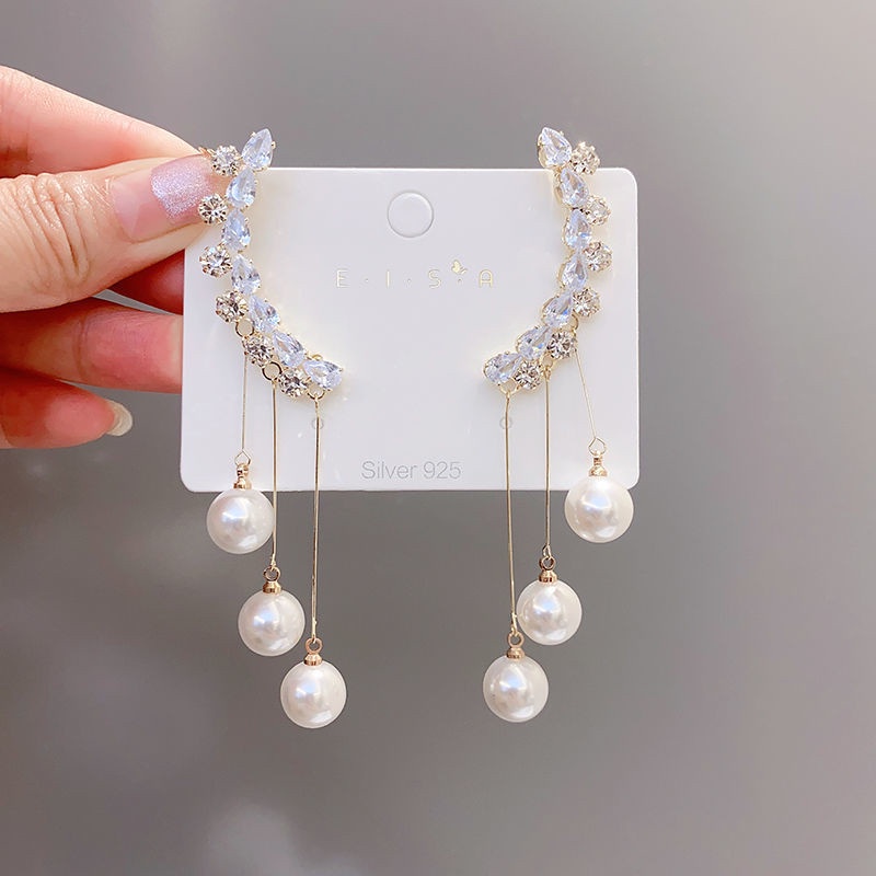 1 Đôi Bông Tai Pha Lê Ngọc Trai Cho Nữ