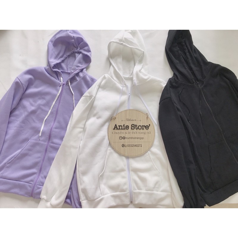 💃 Áo Hoodie Nỉ Trơn Dáng Rộng Kèm Mũ Khóa Kéo 6 Màu (kèm ảnh thật )