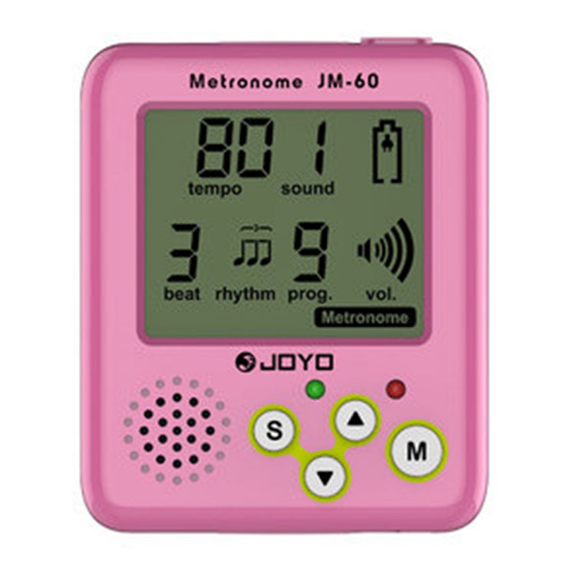 JOYO JM-60 LED Indicator Digital Metronome for Piano Drums Guitar Capo Digital Vocal Metronome USB Rechargeable-Pink