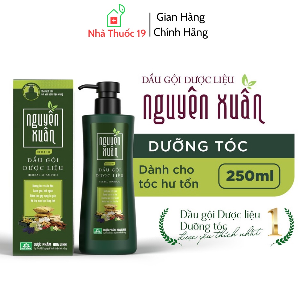 Dầu gội Dược liệu Nguyên Xuân xanh 250ml (Dưỡng tóc, phục hồi hư tổn)