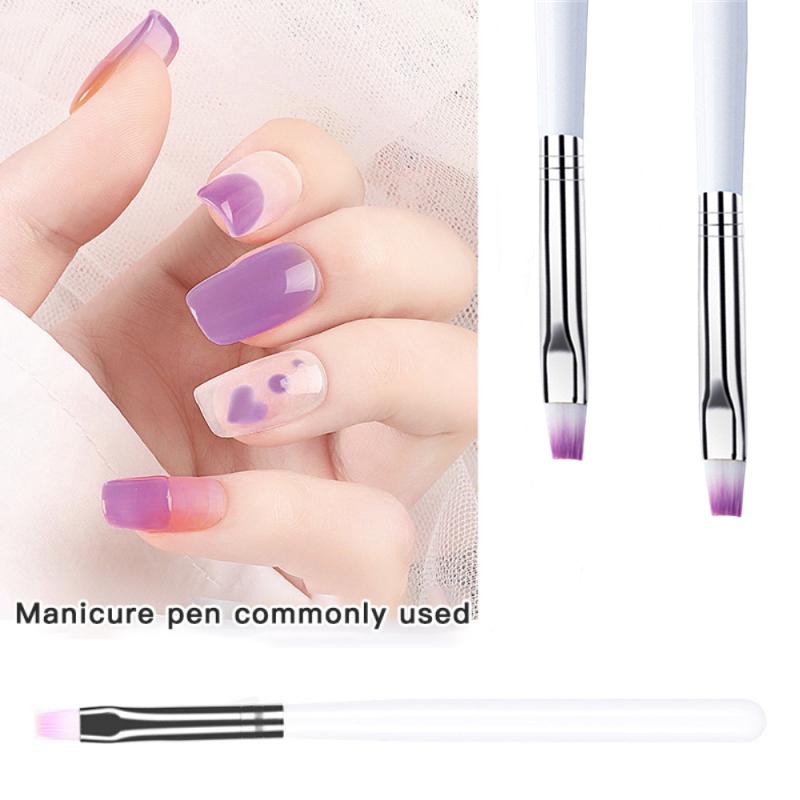 1 Cọ Vẽ Móng Tay Gel UV Đầu Dẹt Màu Trắng
